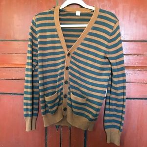 Crewcuts Brown and Teal Button Up Cardigan